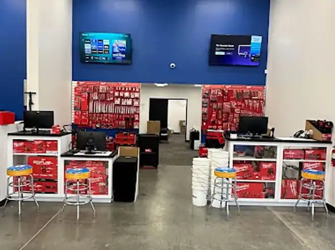 Hughes Supply Buckeye interior view highlighting Milwaukee tools